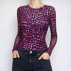 Petit Pois by Viviana G Stretch Mesh Red Snake Print Pullover Top Size M